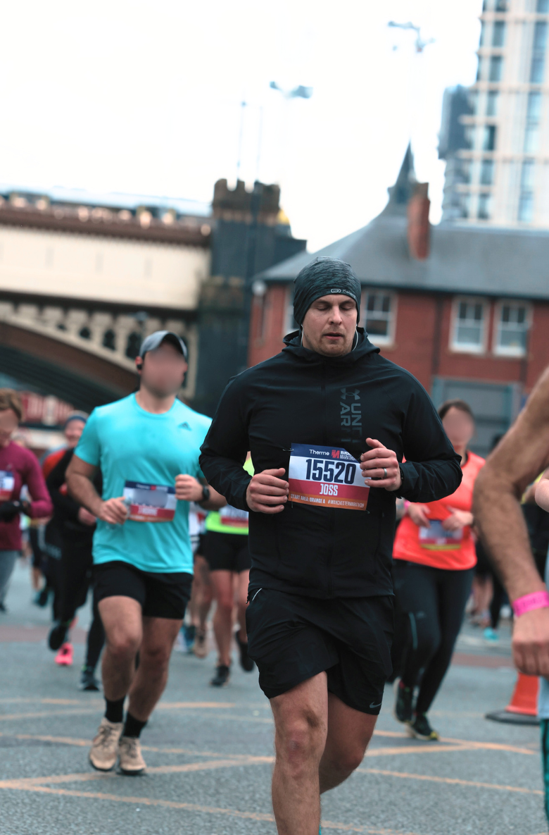Coach Joss running the Manchester Marathon 